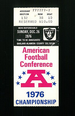 #ad 1976 Oakland Raiders vs Pittsburgh Steelers Championship Ticket 12 26 1976 $60.00