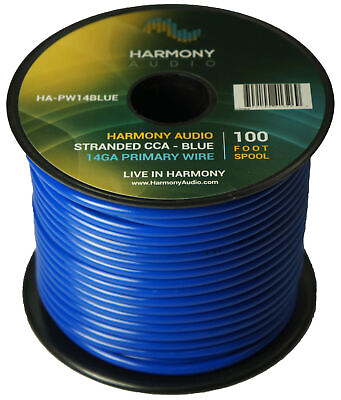 Harmony Car Primary 14 Gauge Power or Ground Wire 100 Feet Spool Blue Cable New $13.95