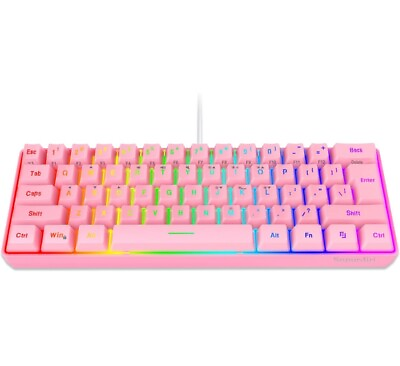 #ad #ad 60% Keyboard Wired Gaming RGB Backlit Ultra Compact Mini Keyboard Waterproof $24.29