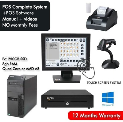 #ad POS Touch screen system with CPU Cash Register Express Complete Point of Sale $620.00