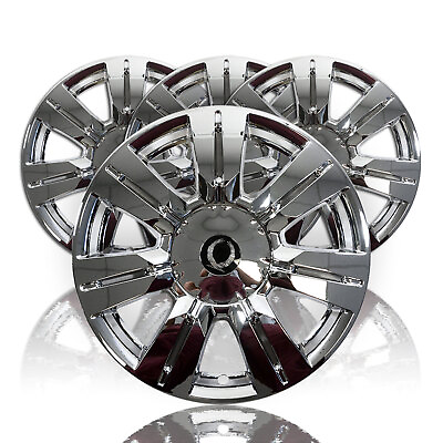 #ad 4 CHROME 18quot; Full Wheel Skins Hub Caps amp; Center Rim Covers for 2010 16 Cadillac $118.99