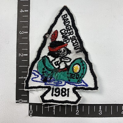 #ad Vtg 1981 Badger As Is Camp Boy Scout Patch Native American Indian Arrowhead 75YG $6.21