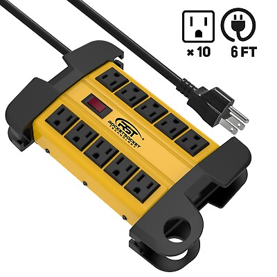 #ad 10 Outlets Heavy duty Power Strip Surge Protector 2800J 6FT Extension Power Cord $29.69