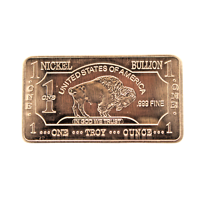 #ad 1 TROY OUNCE OZ .999 Pure Metal Buffalo Nickel Bar Gold Silver American Precious $11.49