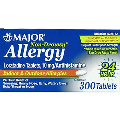#ad Major Allergy Loratadine 10mg Antihistamine Non Drowsy Tablets 300 Count 12 24 $11.79