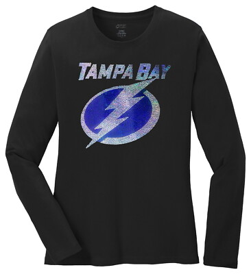 #ad Women#x27;s Tampa Bay Lightning NHL Ladies Bling Long Sleeve T shirt Shirt Bling Tee $26.99