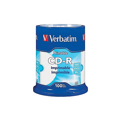 #ad Verbatim 98493 52x CD R White Inkjet Printable Hub Printable 100 Pack 1674156 $23.94