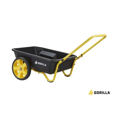 #ad GORILLA Garden Cart 300 Lbs Black Plastic Flat Free Tires Foldable Steel Handle $162.54