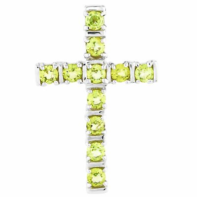 #ad PERIDOT GREEN GEMS STYLED AS CROSS DESIGN IN STERLING SILVER 925 PENDANT $9.20