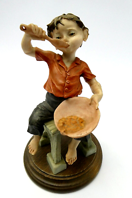 #ad Vintage Giuseppe Armani Figurine Boy Eating Soup Figure Ceramic Large $64.00