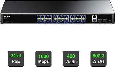 #ad 244 Port Gigabit PoE 400W Unmanaged Network Switch X003426TUH $60.00