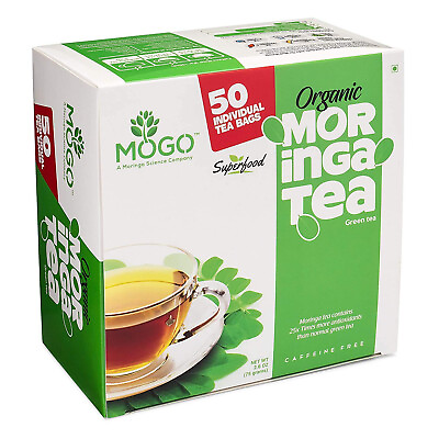 #ad MOGO Organic Moringa Tea Bags 50 Count100% PureCaffeine FreeRich Aroma and $11.99