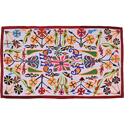 #ad White color home decor Applique textile Bird textile Gujrati tapestryWall Art $123.12