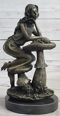 #ad Genuine Pure Bronze Detailed Museum Quality Art Nouveau Wood Fairy Girl Statue $249.00