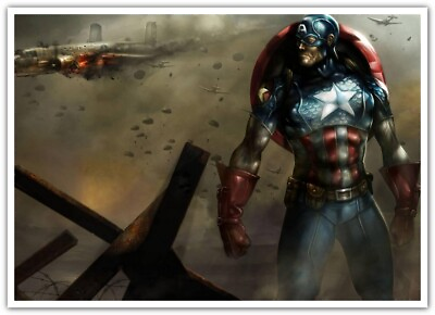 #ad Marvel Comics superhero Captain America shield men comic art aircraft vehicle 75 $8.99