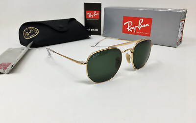 #ad Ray Ban MARSHAL RB3648 001 Gold Sunglasses Green Classic G 15 Glass Lens 51mm $125.00