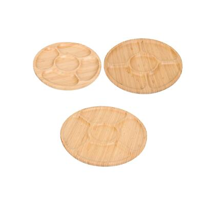 #ad Wooden Tray Decorative Round Shaped with 5 Compartments Cookware Wooden Food $15.45