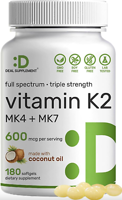 #ad Vitamin K Triple Play Vitamin K2 MK7 Vitamin K2 MK4 Vitamin K1 Full Spectr $27.91