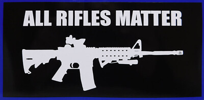 #ad Wholesale Lot of 6 All Rifles Matter Black With Blue Border Decal Bumper Sticker $10.87