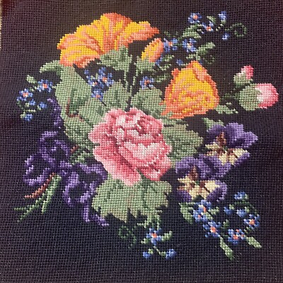#ad Vintage Gothic Floral Needlepoint Piece $36.99
