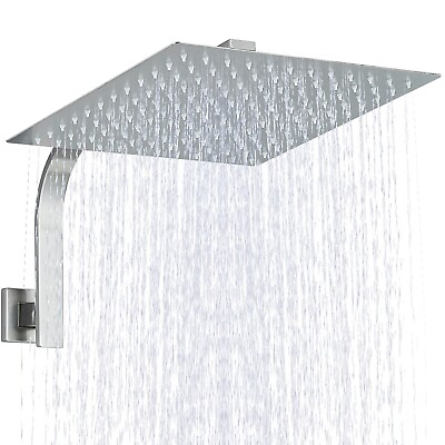 #ad Brushed Nickel 12inch High pressure Shower Head Combo Rainfall with Shower Arm $29.99