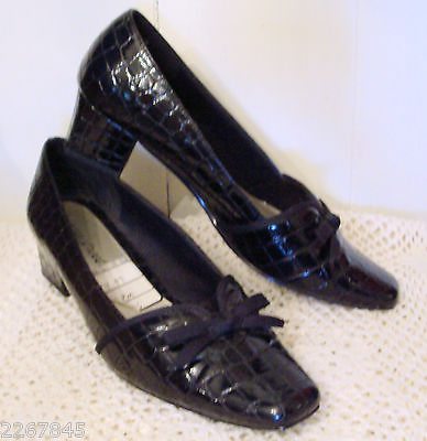 #ad MOC CROC Shoes Black Comfortable Sensible 8 M Easy Street Medium Heels Pumps ✿ $24.95