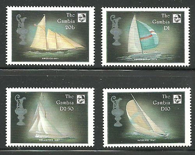 #ad Album Treasures Gambia Scott # 672 675 America#x27;s Cup Sailing Ships Mint NH $5.50