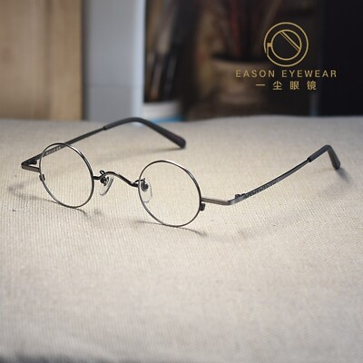 #ad Round John Lennon Eyeglasses Retro Mens Gray high metal Clear lens Glasses SMALL $40.84