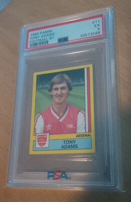 #ad 1986 87 Panini Football UK 87 Tony Adams #11 Rookie Sticker PSA 5 Arsenal RC EPL $125.00