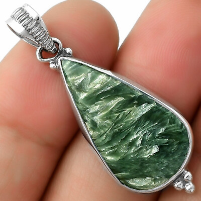 #ad Natural Russian Seraphinite 925 Sterling Silver Pendant Jewelry P 1100 $8.49