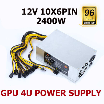 #ad 12V 10X6PIN 2400W GPU Dedicated Mining Power Supply 4U Server Ethereum Fast Ship $156.99