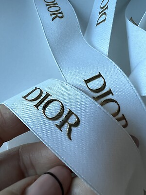 #ad Authentic 2quot; wide DIOR White Satin Gold Embossed Ribbon Sell by the yard $4.49