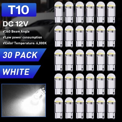 #ad 30PCS LED License Plate Interior Light Bulb Super T10 194 168 W5W 2825 6000K # $4.59