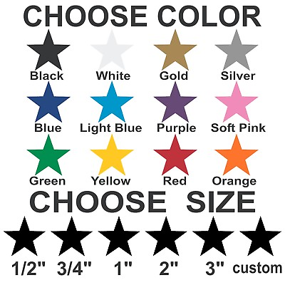 #ad Star stickers Pick your size and color Removable indoor Matte vinyl wall decals. $14.99