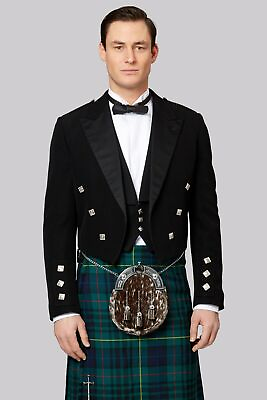 #ad Scottish Traditional Prince Charlie Kilt Jacket with Waistcoat Vest $55.79