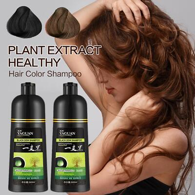 #ad Yaguan Herbal Black Dew Shampoo Black Hair Dye Shampoo 3 In 1 Dye Hair Colorin^ $13.96