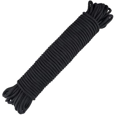 #ad jijAcraft Nylon Rope100 Feet Black Nylon Rope1 4 Inch Solid Braided Rope Th... $15.32