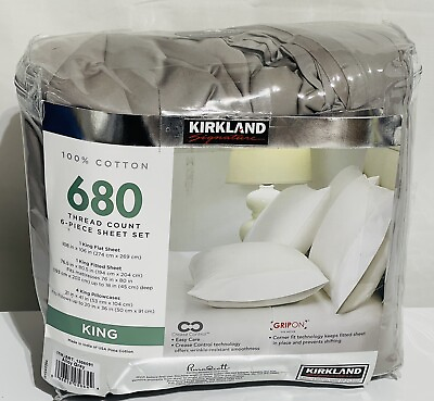 #ad Kirkland Signature 680 Thread Count 5 piece Sheet Set King $45.00