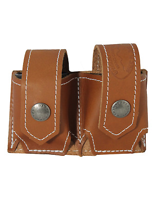 #ad New Barsony Saddle Tan Leather Revolver Double Speed Loader Pouch .22 .38 .357 $39.99