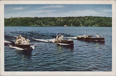 #ad Canada Post Card Motor Boating Ontario Inlands Lakes Chrome Vintage Post Card $7.11