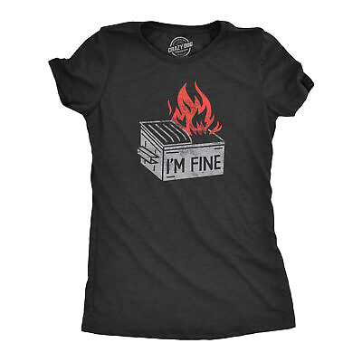 #ad #ad Womens Im Fine T Shirt Funny Dumpster Fire Flaming Garbage Tee For Ladies $7.70
