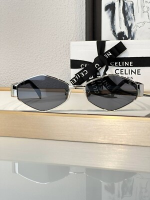 #ad Celine Triomphe Silver Sunglasses Metal Eyewear with Box CL40234U women $240.00
