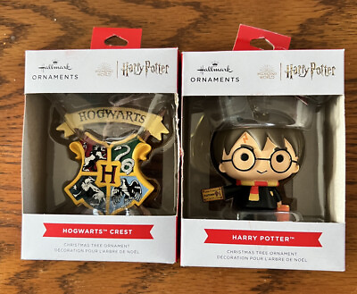 #ad Harry Potter Ticket Harry amp; Hogwarts Crest Hallmark Christmas Ornaments $24.95