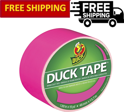 #ad Duck Brand 1.88 in x 15 yd Neon Pink Colored Duct Tape Single Roll $6.99