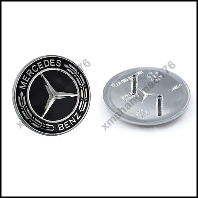 #ad Mercedes Benz Black Hood Emblem Laurel Wreath Flat Logo GLC GLE GLS GL G ML GLK $21.99