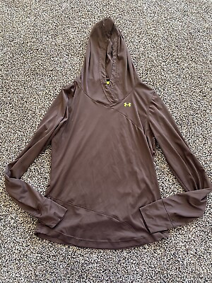 #ad Under armor fitted heat gear brown size large hood￼ $18.00