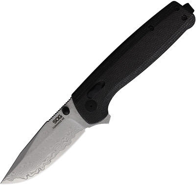 #ad Sog Terminus XR Lock Carbon Fiber amp; G10 Folding Damascus Pocket Knife $94.80