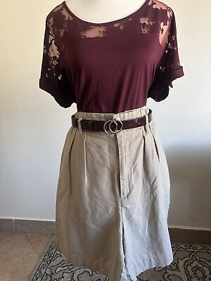 #ad 907 Company womens short beige linen blend higth waist Size 8 $14.00