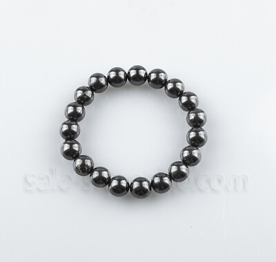 #ad Shungite bracelet Black pearl 19 beads 10mm EMF protection Russia C60 $7.05