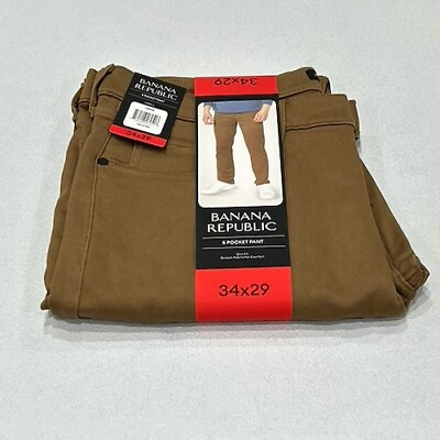 #ad Banana Republic Men’s 5 Pocket Pant Slim Fit Stretch Fabric Comfort Tan 34X29 $23.95
